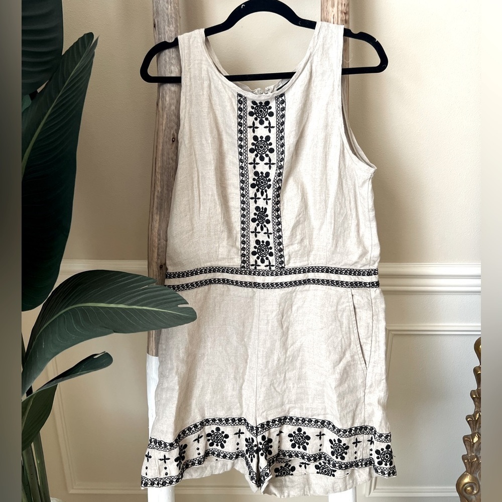 Ann Taylor Linen Romper (Size: 10)